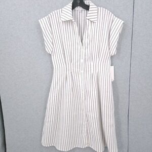 Julia Jordan Ticking Stripe Collared Button Front Shirtdress Womens‎ Size XS NWT